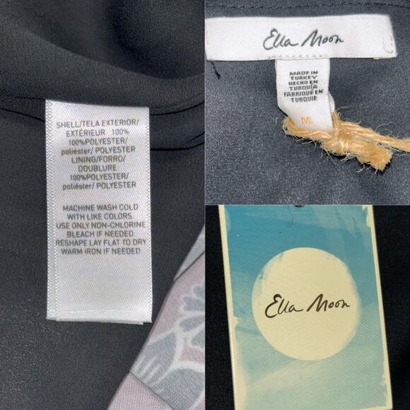 NWT Ella Moon Lena Ruffled Sleeve V- Neck Wrap Dress Women's Medium Maroon,Black - Picture 7 of 16